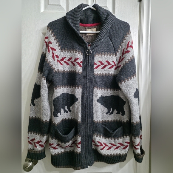 Windriver Other - Wind River Heritage Bear Graphic Knit Full Zip Cardigan Sweater | size M